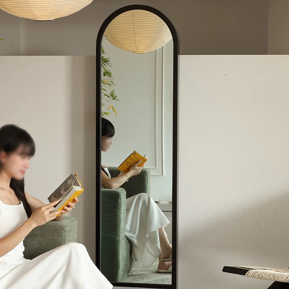 LIVARA Solid Mirror/Magazine Swivel Rack Dressing Wood With Casters