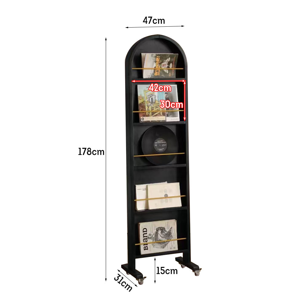 LIVARA Solid Mirror/Magazine Swivel Rack Dressing Wood With Casters