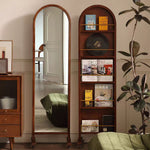 LIVARA Solid Mirror/Magazine Swivel Rack Dressing Wood With Casters