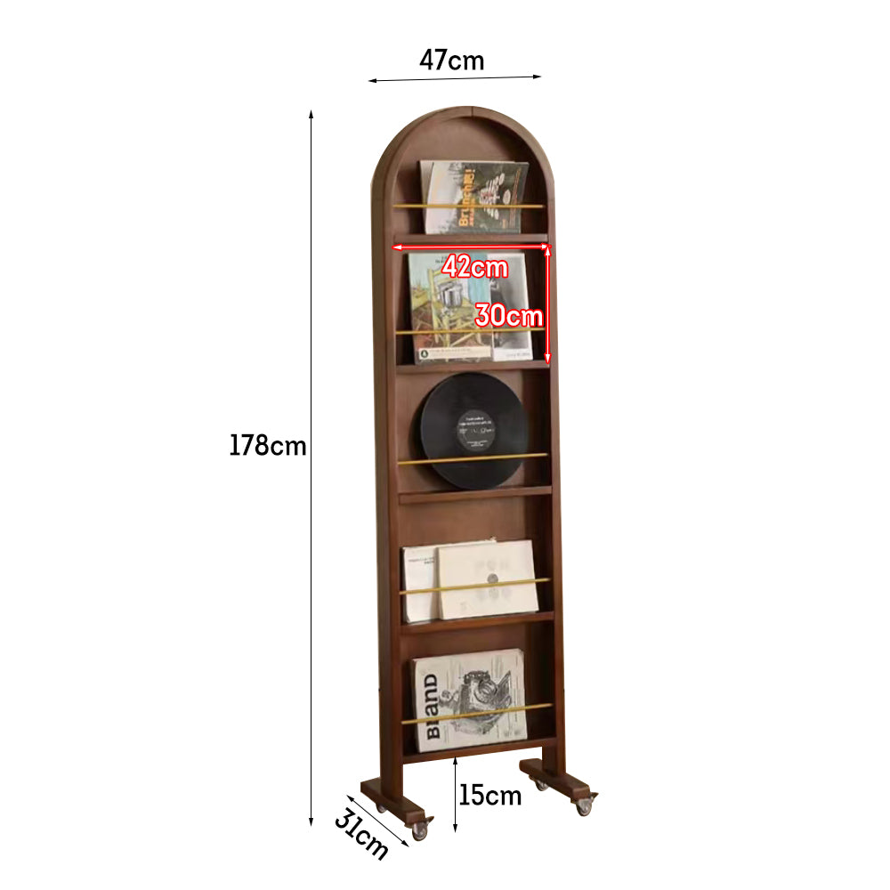 LIVARA Solid Mirror/Magazine Swivel Rack Dressing Wood With Casters