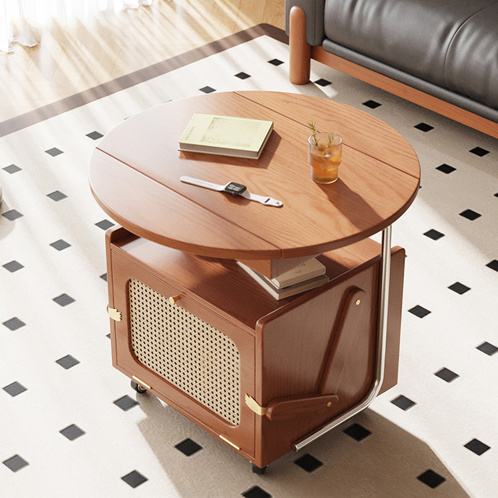 LIVARA Retractable Tabletop Table/Side Wine Coffee Table And Foldable Cabinet