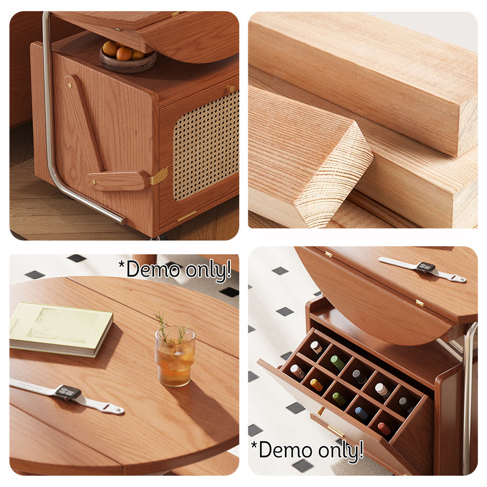 LIVARA Retractable Tabletop Table/Side Wine Coffee Table And Foldable Cabinet