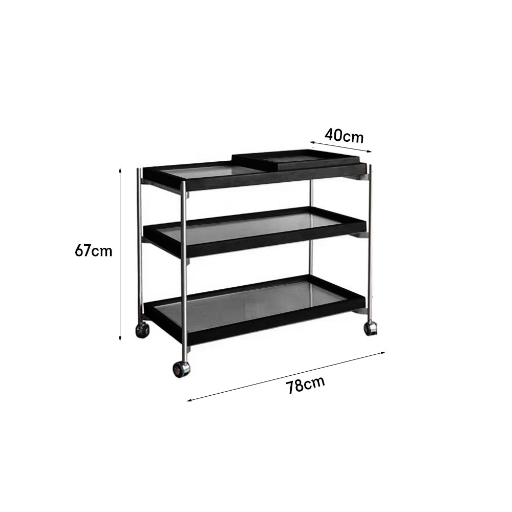 LIVARA Three-storey Casters With Swivel Rack Storage Steel Stainless Frame