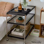 LIVARA Three-storey Casters With Swivel Rack Storage Steel Stainless Frame