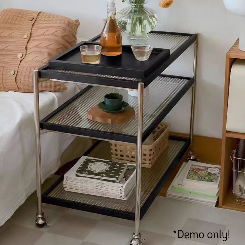 LIVARA Three-storey Casters With Swivel Rack Storage Steel Stainless Frame