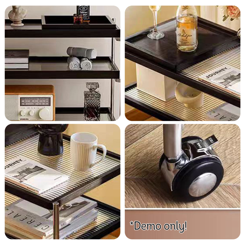 LIVARA Three-storey Casters With Swivel Rack Storage Steel Stainless Frame