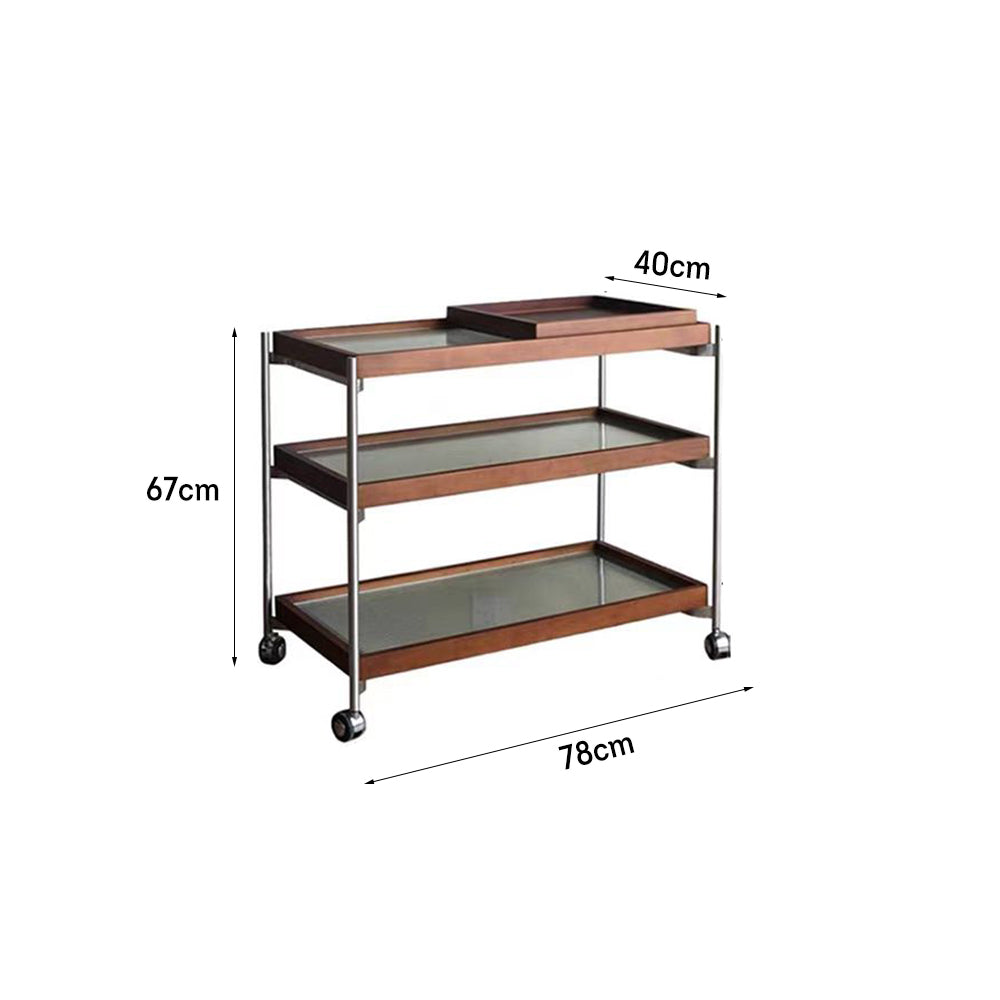 LIVARA Three-storey Casters With Swivel Rack Storage Steel Stainless Frame