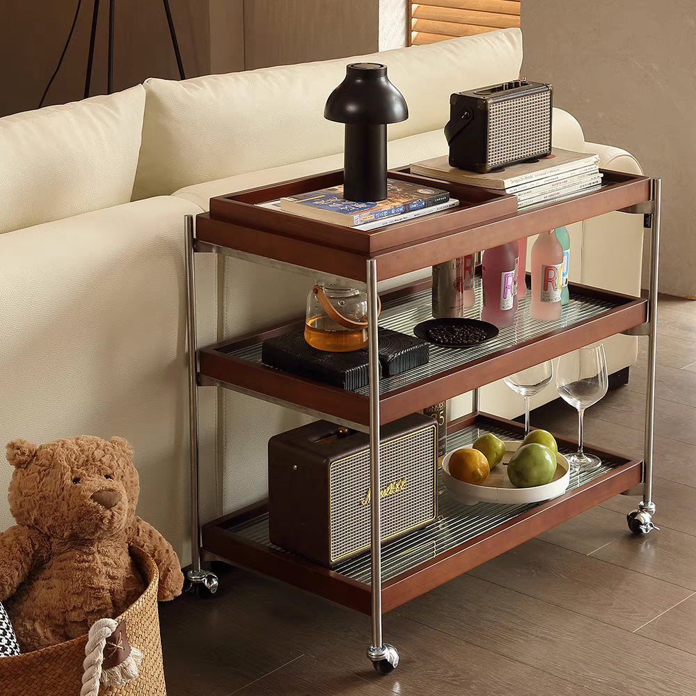 LIVARA Three-storey Casters With Swivel Rack Storage Steel Stainless Frame