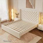 LIVARA SM1907 Velvet Two With Bedside Tables 150/180cm - Bed Fabric Beige