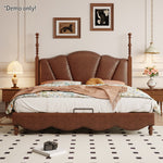 LIVARA Model-2001 Solid Wood Bed Waxed Fabric Leather 150cm/180cm Frame