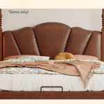 LIVARA Model-2001 Solid Wood Bed Waxed Fabric Leather 150cm/180cm Frame