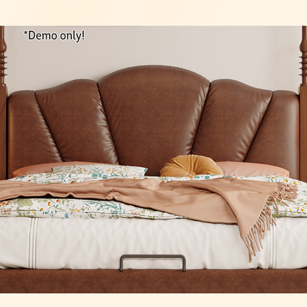 LIVARA Model-2001 Solid Wood Bed Waxed Fabric Leather 150cm/180cm Frame