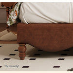 LIVARA Model-2001 Solid Wood Bed Waxed Fabric Leather 150cm/180cm Frame