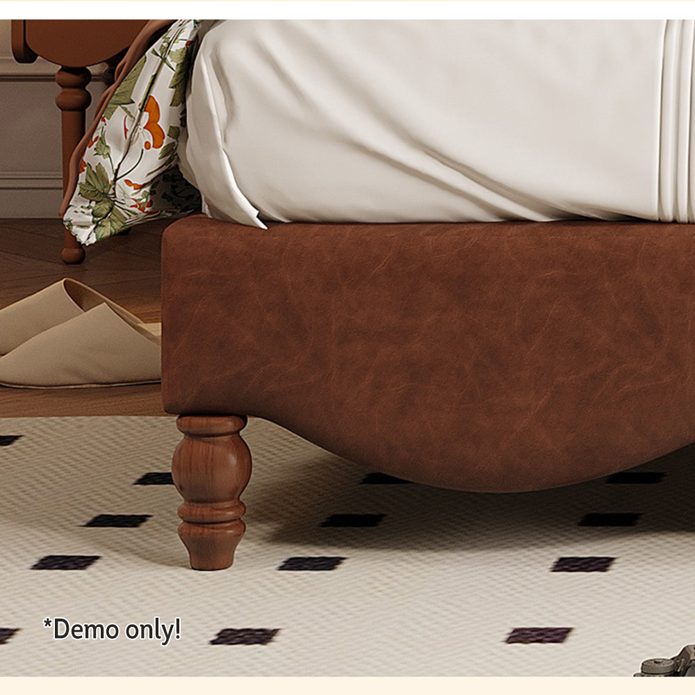 LIVARA Model-2001 Solid Wood Bed Waxed Fabric Leather 150cm/180cm Frame