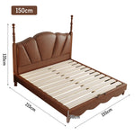 LIVARA Model-2001 Solid Wood Bed Waxed Fabric Leather 150cm/180cm Frame