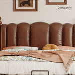 LIVARA Model-2002 Waxed Solid Fabric Bed Wood Leather 150cm/180cm Frame