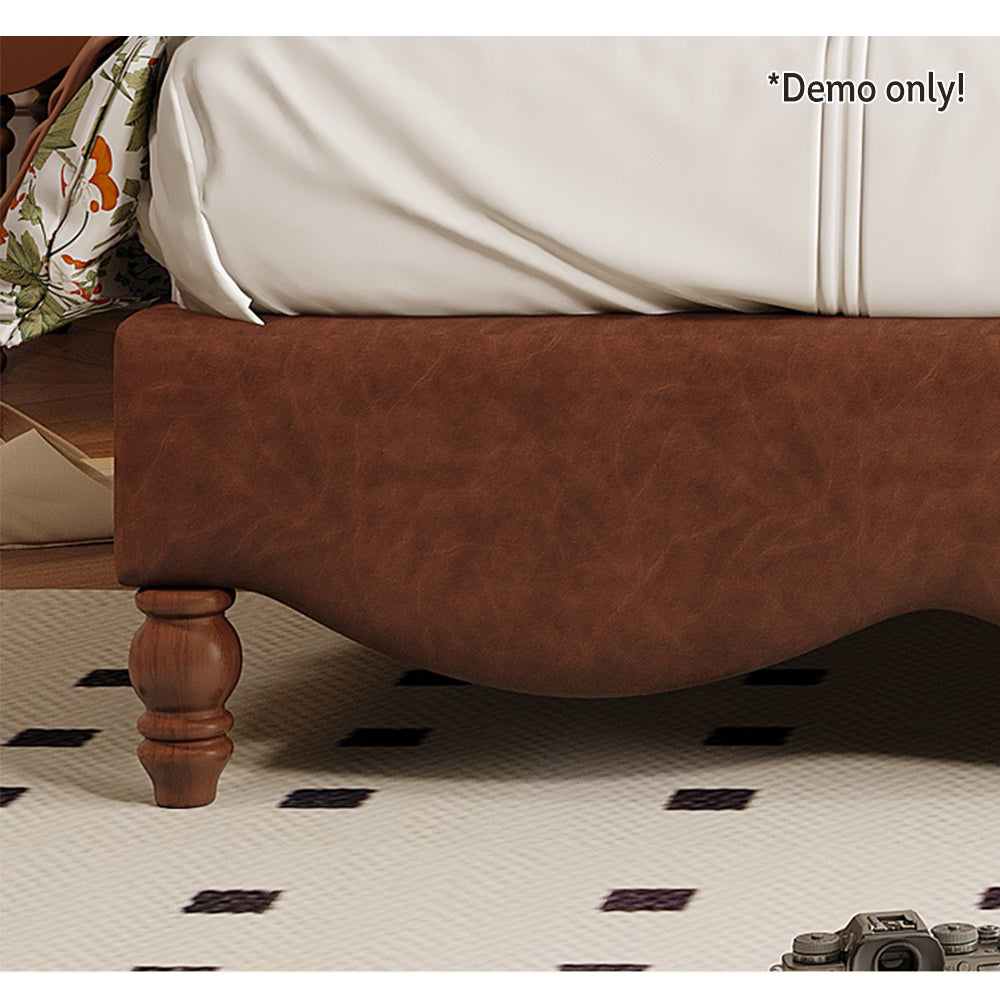 LIVARA Model-2002 Waxed Solid Fabric Bed Wood Leather 150cm/180cm Frame