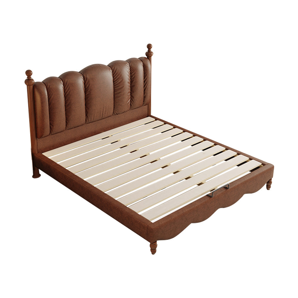 LIVARA Model-2002 Waxed Solid Fabric Bed Wood Leather 150cm/180cm Frame