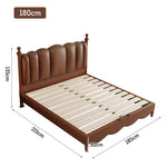 LIVARA Model-2002 Waxed Solid Fabric Bed Wood Leather 150cm/180cm Frame