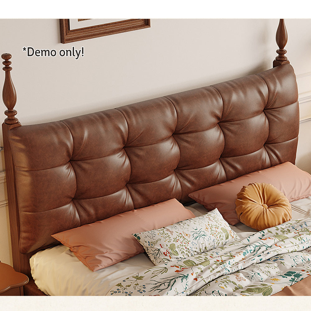 LIVARA Model-2003 Leather Wood 150cm/180cm Waxed Solid Bed Fabric Frame
