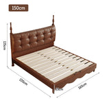 LIVARA Model-2003 Leather Wood 150cm/180cm Waxed Solid Bed Fabric Frame