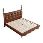 LIVARA Model-2003 Leather Wood 150cm/180cm Waxed Solid Bed Fabric Frame