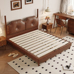 LIVARA Model-2004 150cm/180cm Bed Fabric Leather Waxed Solid Wood Frame