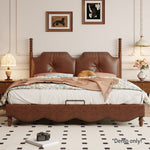 LIVARA Model-2004 150cm/180cm Bed Fabric Leather Waxed Solid Wood Frame