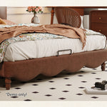 LIVARA Model-2004 150cm/180cm Bed Fabric Leather Waxed Solid Wood Frame