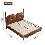 LIVARA Model-2004 150cm/180cm Bed Fabric Leather Waxed Solid Wood Frame