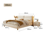 LIVARA SM803 With - Bed Two Fabric Bedside Claw Tables Leather Cat 150/180cm Beige