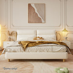 LIVARA SM803 With - Bed Two Fabric Bedside Claw Tables Leather Cat 150/180cm Beige
