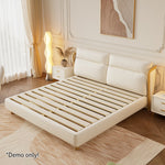LIVARA SM803 With - Bed Two Fabric Bedside Claw Tables Leather Cat 150/180cm Beige