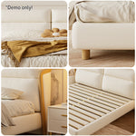 LIVARA SM803 With - Bed Two Fabric Bedside Claw Tables Leather Cat 150/180cm Beige