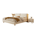 LIVARA SM803 With - Bed Two Fabric Bedside Claw Tables Leather Cat 150/180cm Beige
