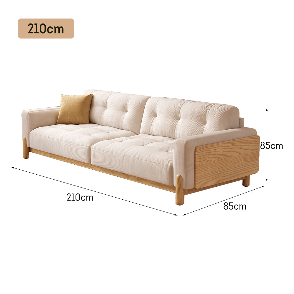 LIVARA SM811 180/210/240/280cm Fabric Sofa Corduroy Solid Frame - Wood Length Beige