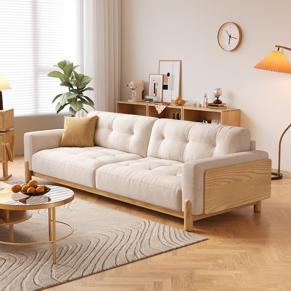 LIVARA SM811 180/210/240/280cm Fabric Sofa Corduroy Solid Frame - Wood Length Beige