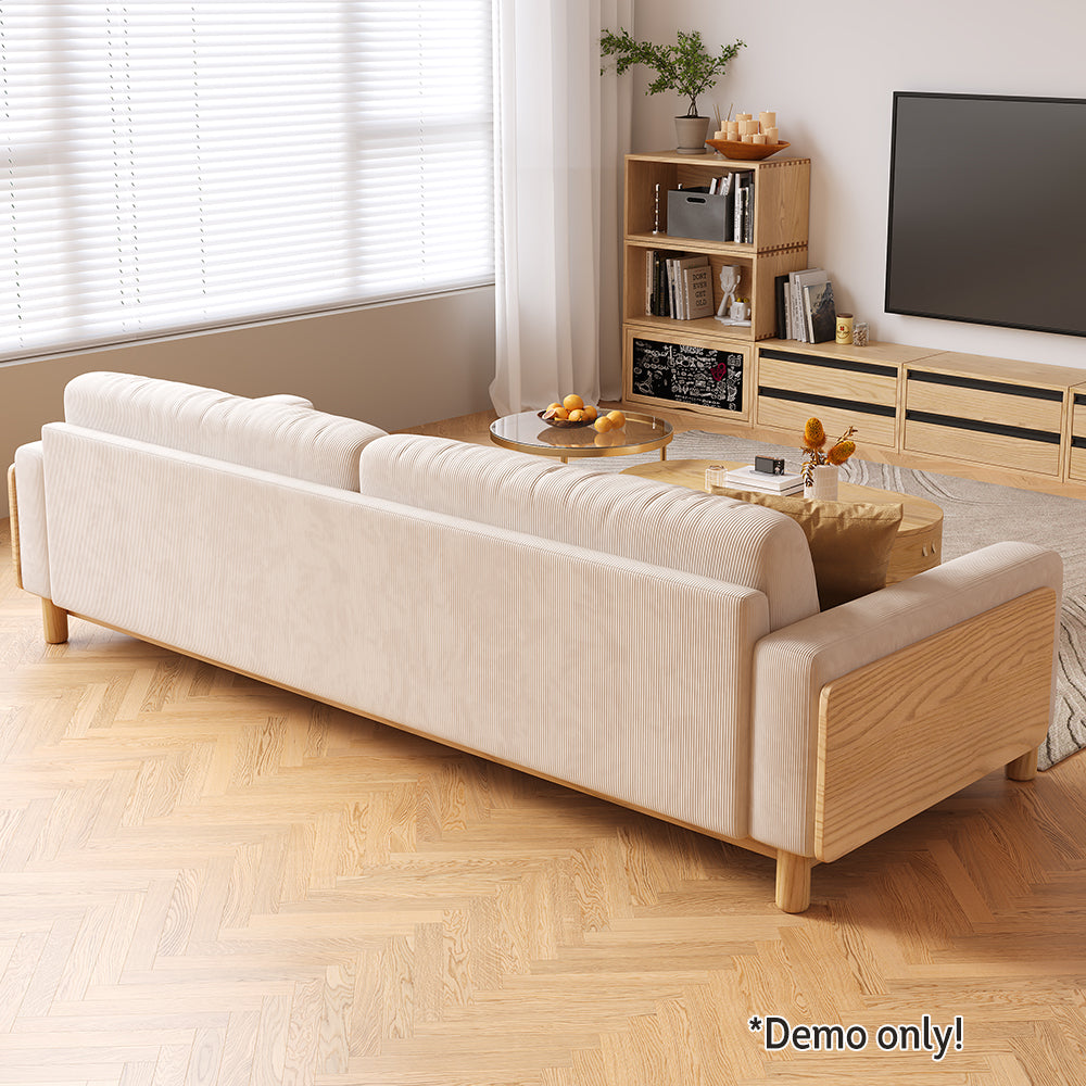 LIVARA SM811 180/210/240/280cm Fabric Sofa Corduroy Solid Frame - Wood Length Beige