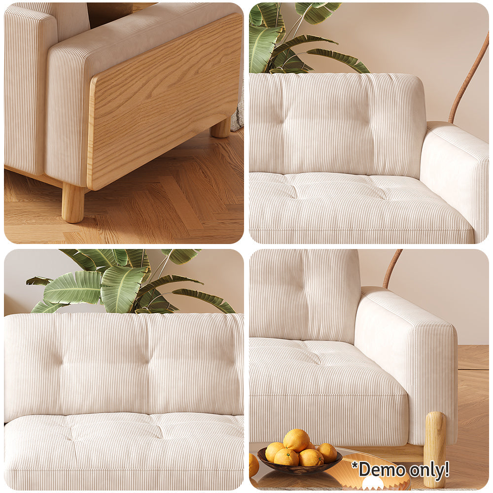 LIVARA SM811 180/210/240/280cm Fabric Sofa Corduroy Solid Frame - Wood Length Beige