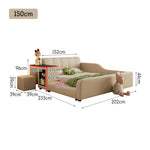 LIVARA SM901 Bed 120/135/150/180cm Leather Lengrh - With Eco-friendly Bookshelf Beige