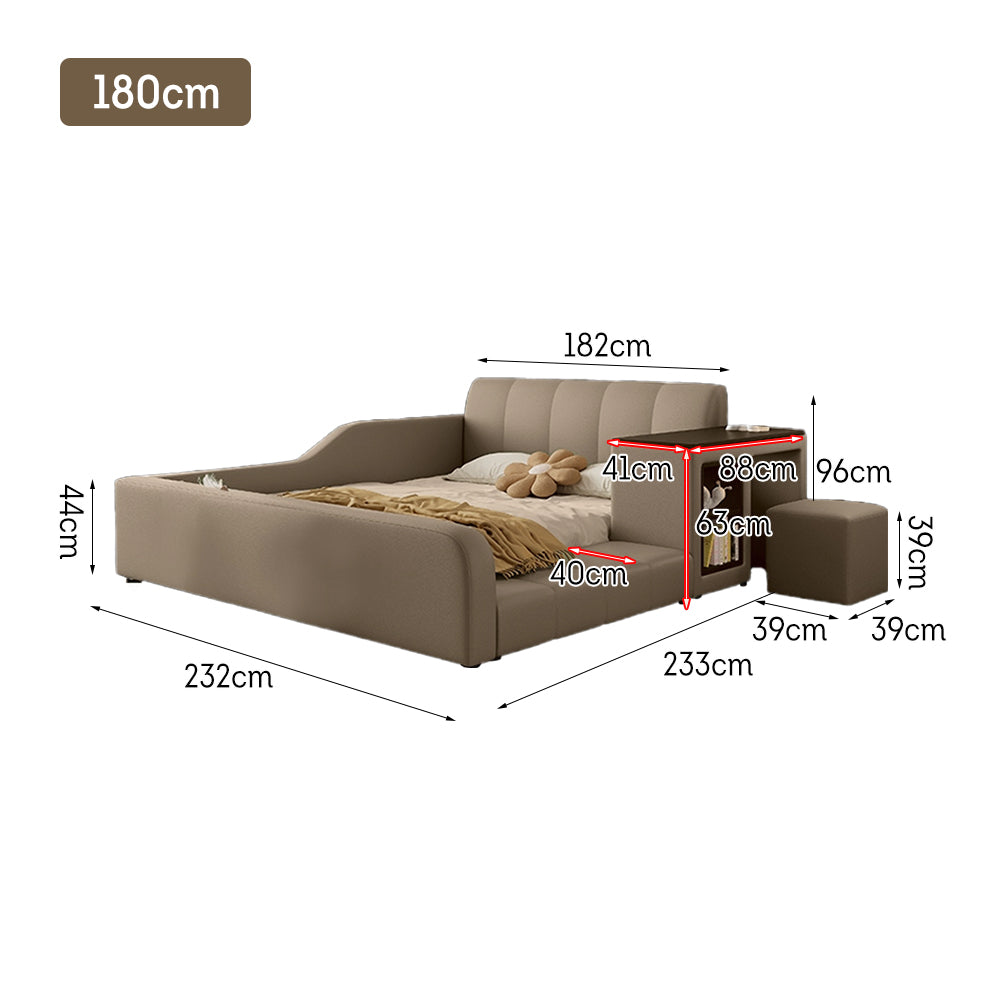 LIVARA SM901 Lengrh 120/135/150/180cm Eco-friendly With Leather Bookshelf Bed - Grey
