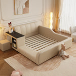 LIVARA SM901 Bed 120/135/150/180cm Leather Lengrh - With Eco-friendly Bookshelf Beige