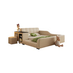 LIVARA SM901 Bed 120/135/150/180cm Leather Lengrh - With Eco-friendly Bookshelf Beige