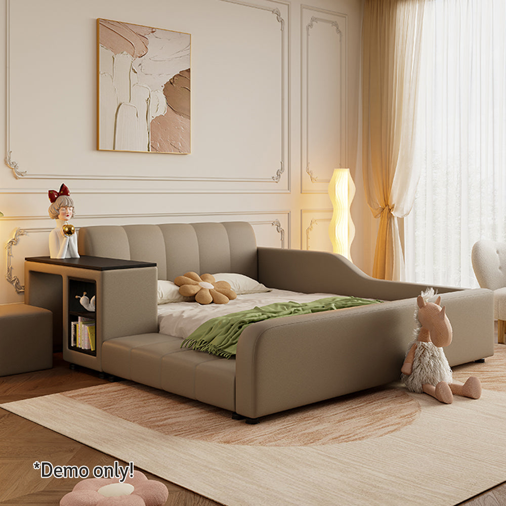 LIVARA SM901 Lengrh 120/135/150/180cm Eco-friendly With Leather Bookshelf Bed - Grey