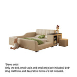 LIVARA SM901 Bed 120/135/150/180cm Leather Lengrh - With Eco-friendly Bookshelf Beige