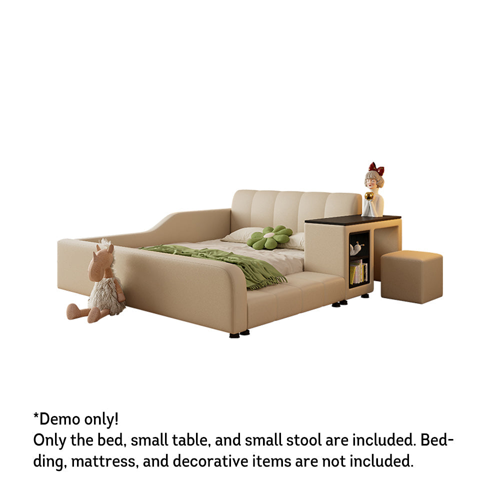 LIVARA SM901 Bed 120/135/150/180cm Leather Lengrh - With Eco-friendly Bookshelf Beige