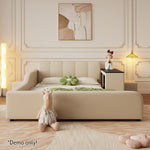 LIVARA SM901 Bed 120/135/150/180cm Leather Lengrh - With Eco-friendly Bookshelf Beige