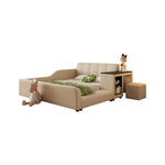 LIVARA SM901 Bed 120/135/150/180cm Leather Lengrh - With Eco-friendly Bookshelf Beige