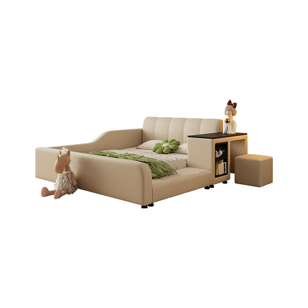 LIVARA SM901 Bed 120/135/150/180cm Leather Lengrh - With Eco-friendly Bookshelf Beige