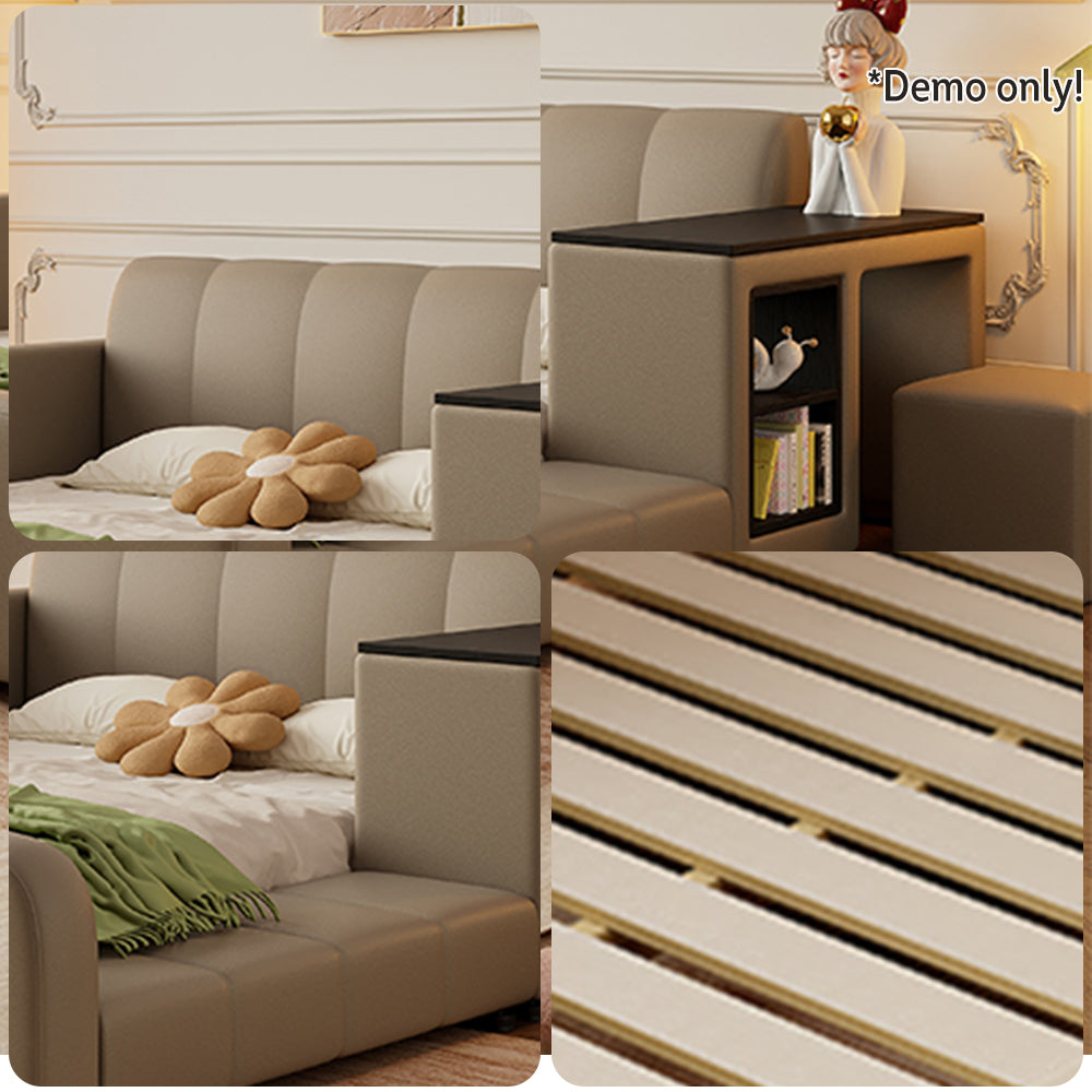 LIVARA SM901 Lengrh 120/135/150/180cm Eco-friendly With Leather Bookshelf Bed - Grey